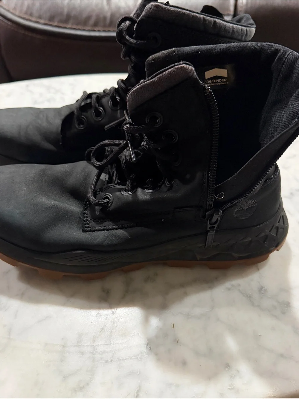 Timberland Black Lace-Up Men's Boots with Brown Soles